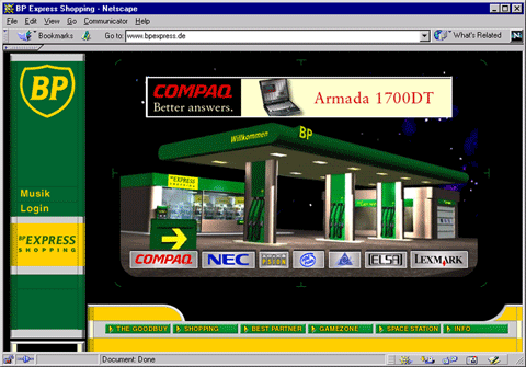 Screenshot Website mit BP Tankstelle